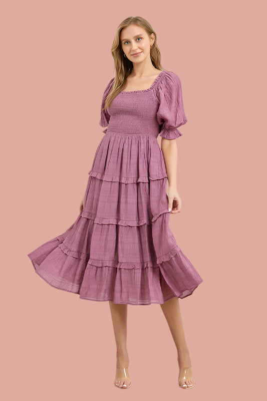 Polagram Tiered Smocked Midi Dress