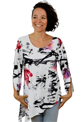 Sea & Anchor Print Asymmetrical Tunic - Red Purple