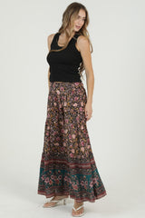 Angie Midnight Floral Border Print Wide Leg Pants