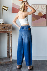 Oli & Hali Oh Washed Blue Denim Barrel Jeans with Pockets