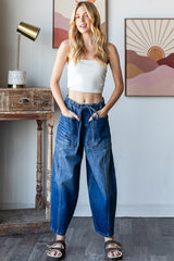 Oli & Hali Oh Washed Blue Denim Barrel Jeans with Pockets