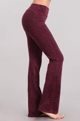 Chatoyant Slim Bootcut Crochet Lace Detail Soft Pants