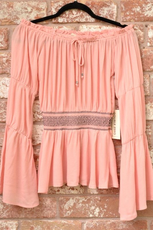 Christie Off Shoulder Peasant Top - Salmon Pink