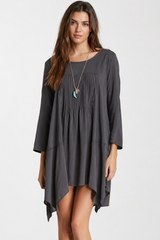 Monoreno Arrow Embroidered Handkerchief Tunic - Charcoal