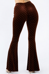 Bear Dance Velvet Flared Glitter Dot Flare Pants - Brown