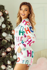 Ho Ho Ho Christmas Fashion Print 2pcs Lounge Short Set