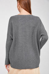 L Love Dolman Pullover Sweater - Heather Gray