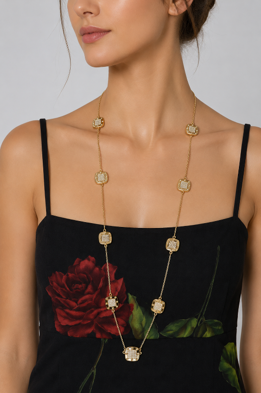 Sparkle Gold Cube Necklace