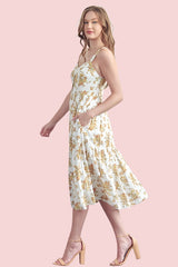 Polagram Overall Straps Buttons Midi Dress - Ivory