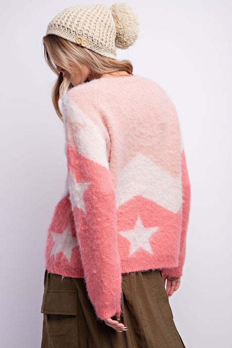 Easel Sweater & Stars Mohair Top - Blush Pink