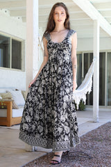 Angie Haley Black Border Hem Maxi Dress