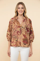 Heimish Bohemian Paisley Balloon Sleeve Blouse