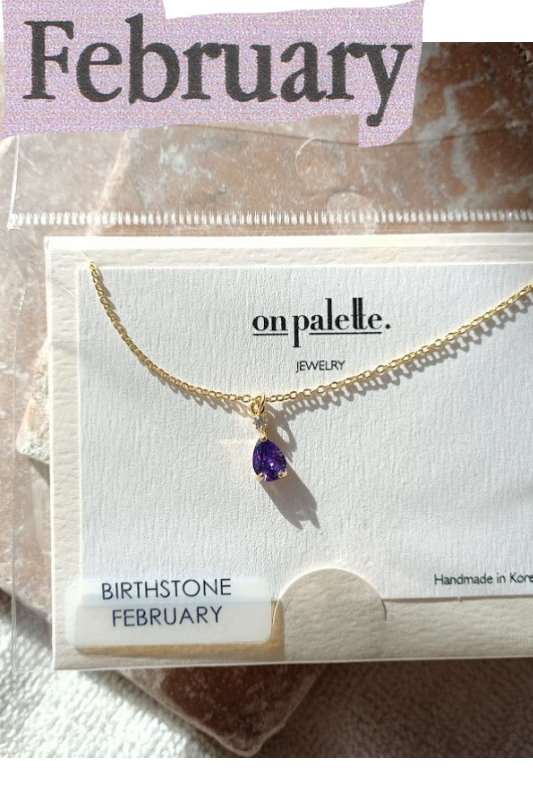 Birthstone Charm Gift Necklace -  February