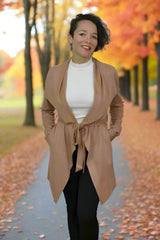 Hyfve Belted Suede Wrap Jacket - Camel