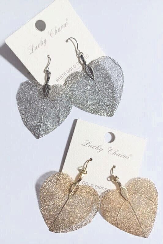 Gold or Silver Dipped Heart Earrings