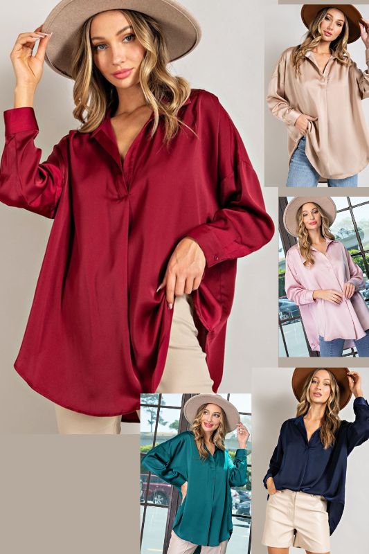 Eesome Fyne & Dandie Satin Loose Blouse - Multiple Colors