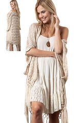 Kori Crochet Fringe Kimono - Natural