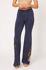 Dexterous / T-Party Mushroom Embroidered Yoga Pants - Navy