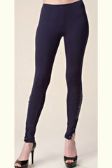 Vocal Vintage Lace & Stones Leggings - Navy