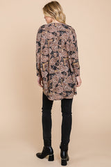 Paisley Dolman Sleeve Open Cardigan - Black Multi