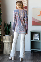 Catherine Vintage Patchwork Rib Knit Thumbhole Top