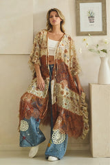 Oli & Hali Copper Patchwork Boho Kimono Duster