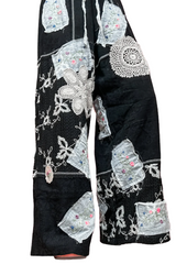 POL Patchwork Relaxed Cotton Pants - Black