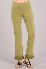 Chatoyant Ankle Fringe Hem Pants - Many Colors