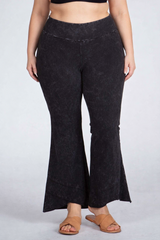 Chatoyant Mineral Wash Plus Flare Hem Ankle Pants - Black