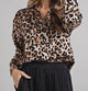 Eesome Leopard Print Button Front Blouse