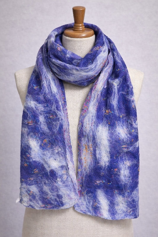 Merino Wool Silk Felt Upcycle Art Sari Scarf - Multiple Colors