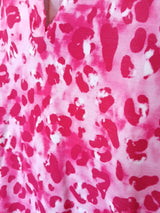 Fuchsia Animal Print Bulgari Knit Roll-Tab Sleeve Tunic Blouse
