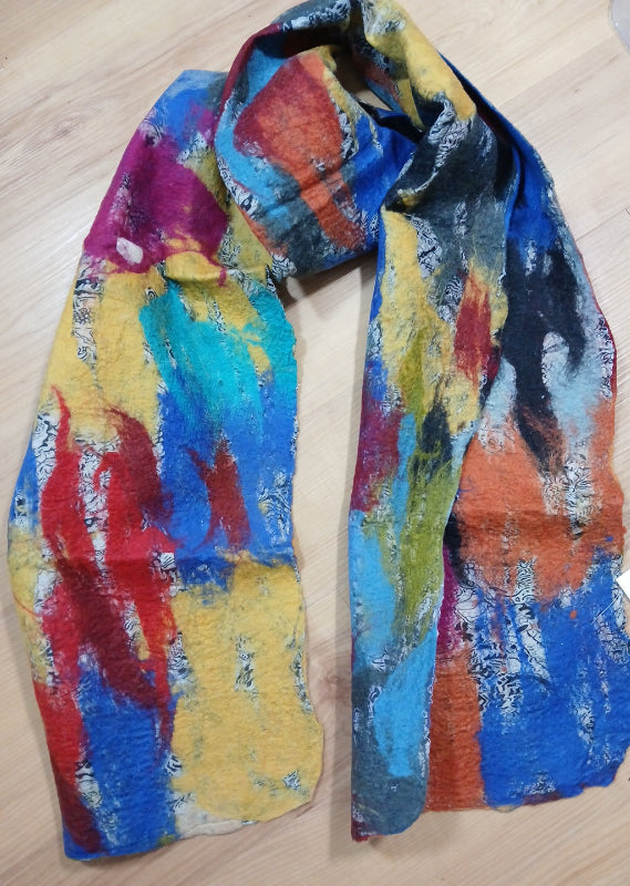 **SALE Silk/Wool Felt Upcycle Nepal Sari Scarf - Multiple Colors