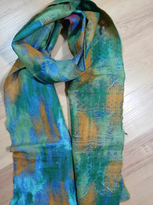 **SALE Silk/Wool Felt Upcycle Nepal Sari Scarf - Multiple Colors