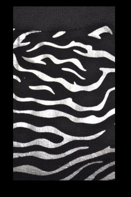 Yelete Fleece Party Leggings - Foil Print Silver/Black