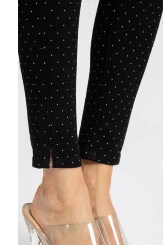 Kancan Cotton Blend Short Skinny Dot Pants - Black