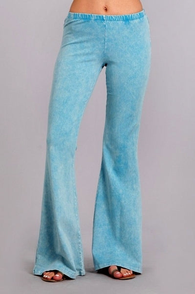 Chatoyant Mineral Wash Bell Bottom Soft Pants - Pinks & Blues