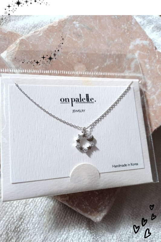 Stars Moon Rhinestones Charm Gift Necklace - Silver