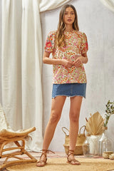 Savanna Jane Paisley & Embroidery Flower Blouse - Ivory Multi