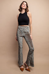 Gigio Ditsy Floral Velvet Pants - Green