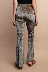 Gigio Ditsy Floral Velvet Pants - Green