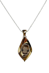 Large Tiger's Eye Smokey Quartz Pendant Necklace