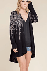 Vocal Crosses Multicolor Rhinestones Hi Lo Cardigan - Black