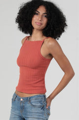 Angie Ribbed Tank Top - Cinnamon