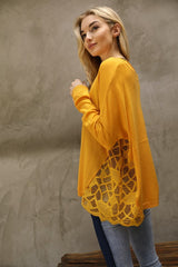 Side Lace Soft Sweater Top - Mustard