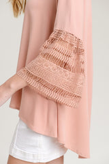 Doe & Rae Crochet Bell Sleeve Blouse