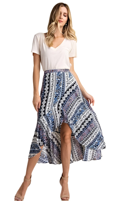 Kori Leila Ruffle Hi Lo Skirt - Blue