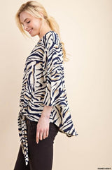 Kori Zebra Button Down Blouse - Hazelnut/Black