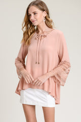 Doe & Rae Crochet Bell Sleeve Blouse