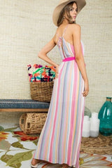 Summer Party Striped Maxi Dress